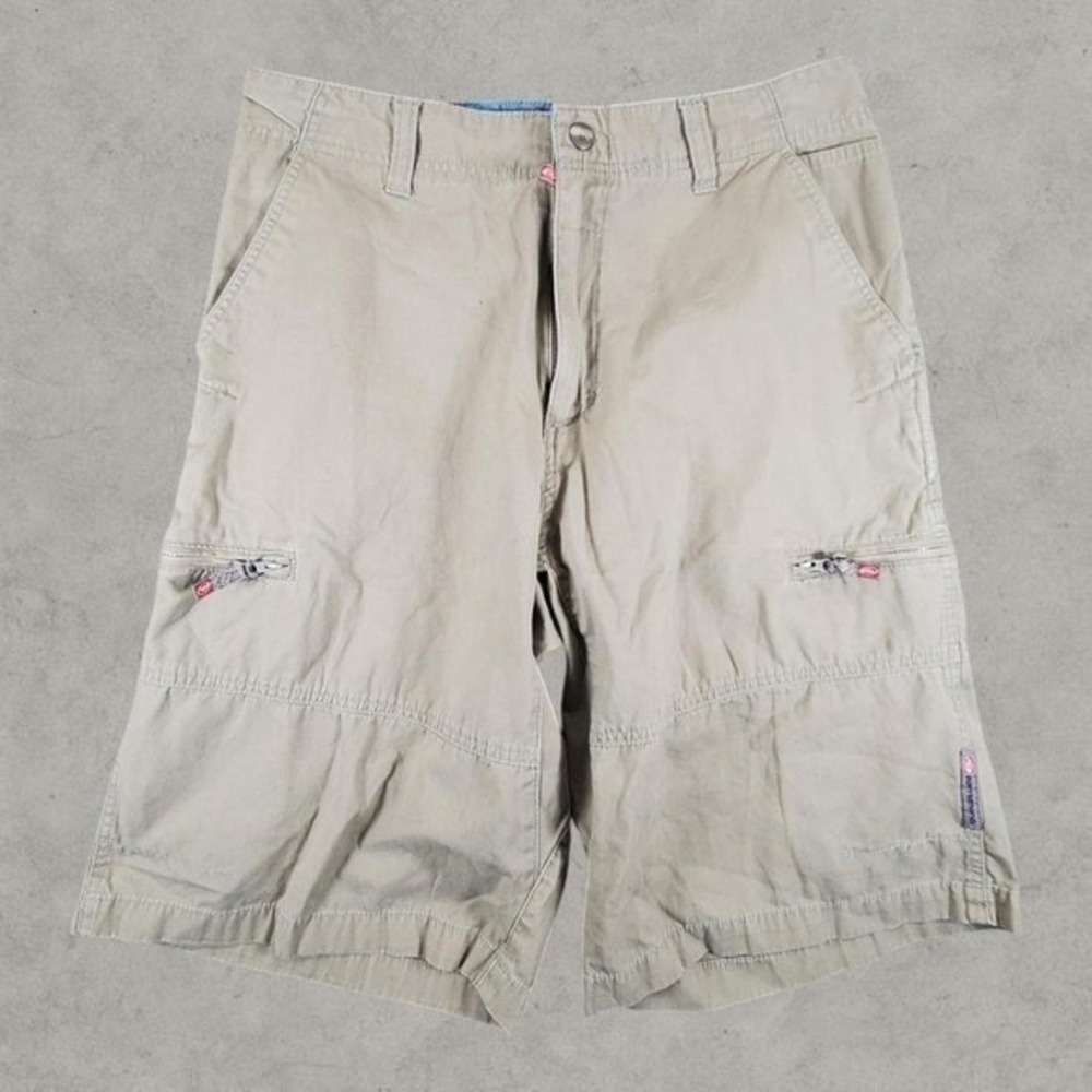Quiksilver Cargo Shorts Mens 32 Tan Utility Baggy Y2K Grunge Hip Hop 2000s